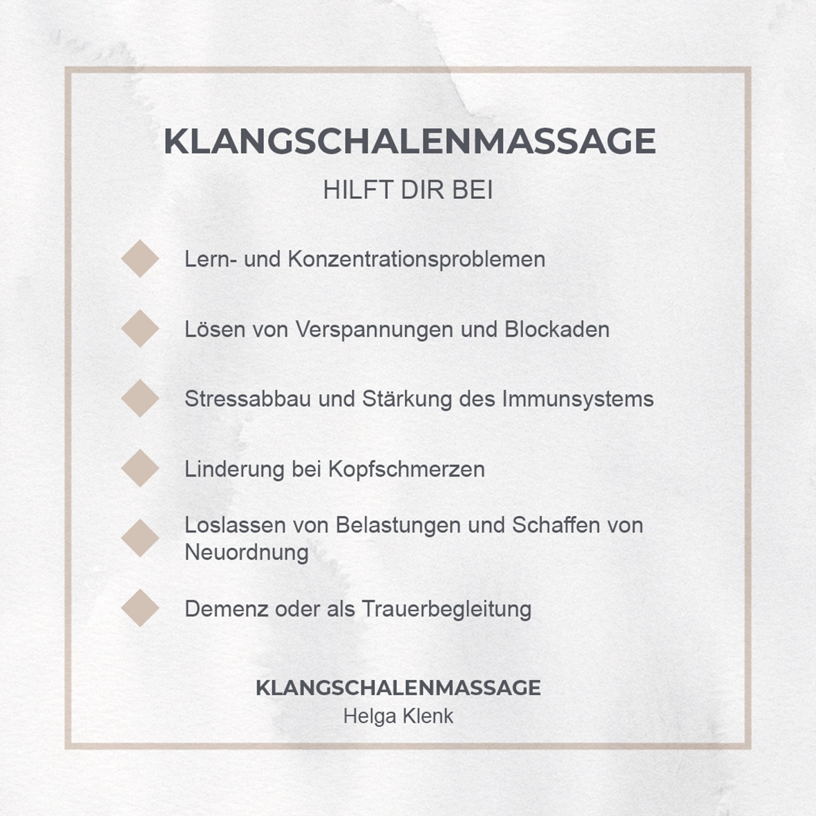 Content Format für Social Media mit Details über die Vorteile von einer Klangschalenmassage